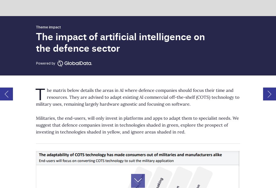The impact of artificial intelligence on the defence sector - Thematic ...
