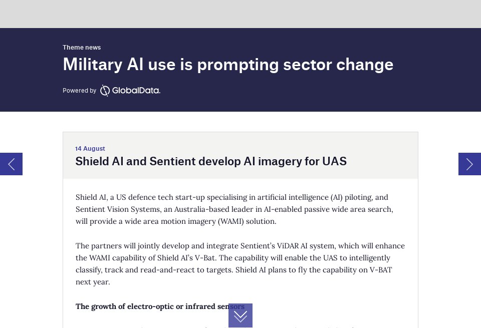 Latest news for AI in defence - Thematic Take: Artificial Intelligence